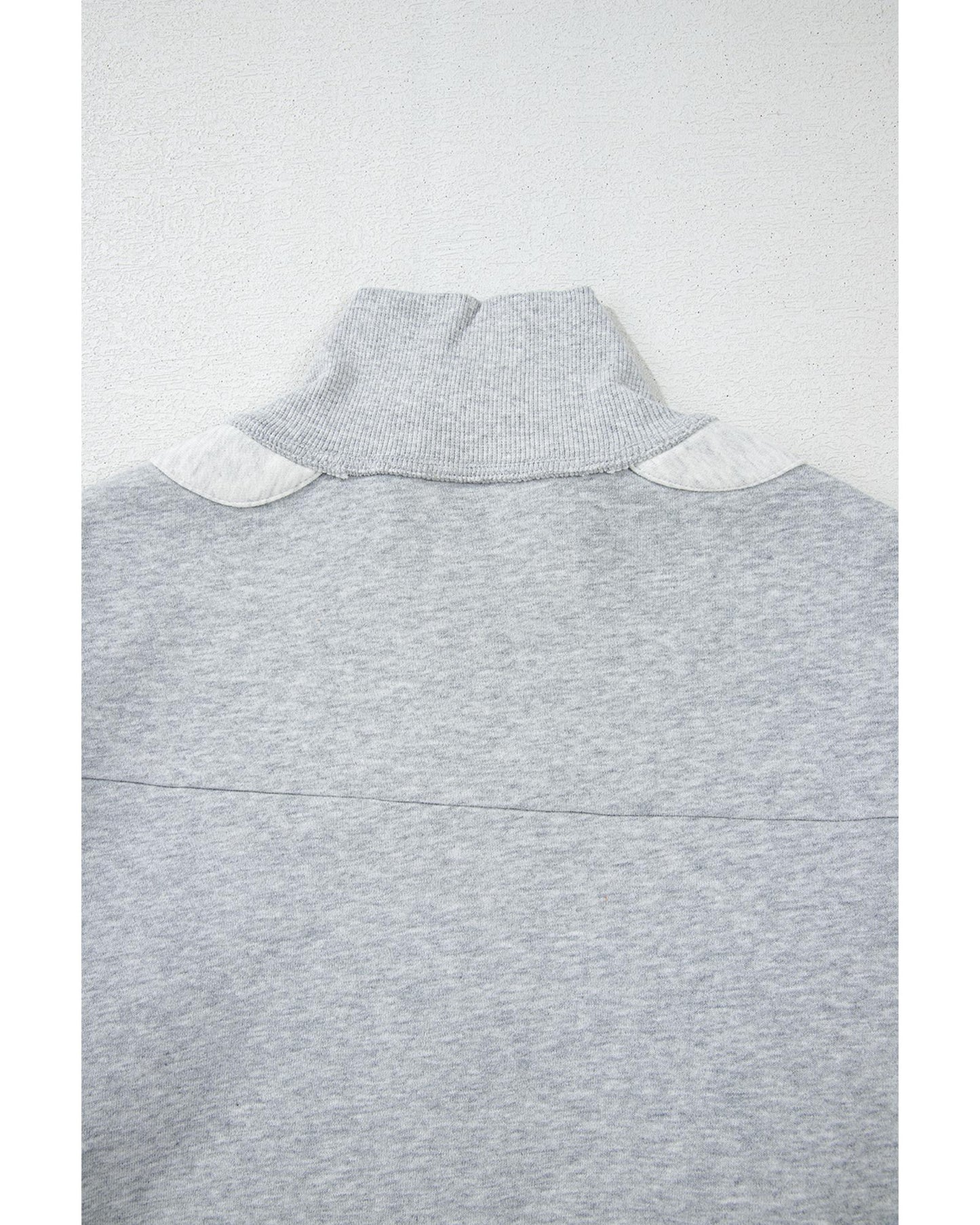 Gray Half Zipper Collared Drop Shoulder Side Slits Sweatshirt - XL