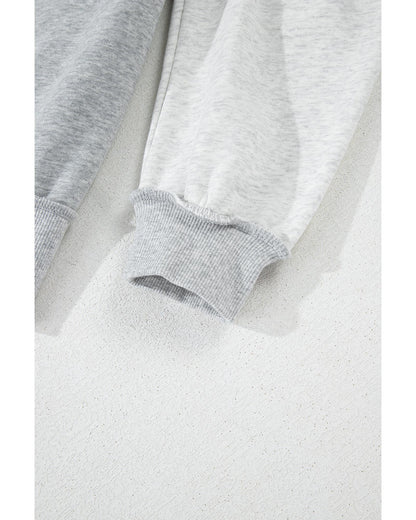 Gray Half Zipper Collared Drop Shoulder Side Slits Sweatshirt - XL