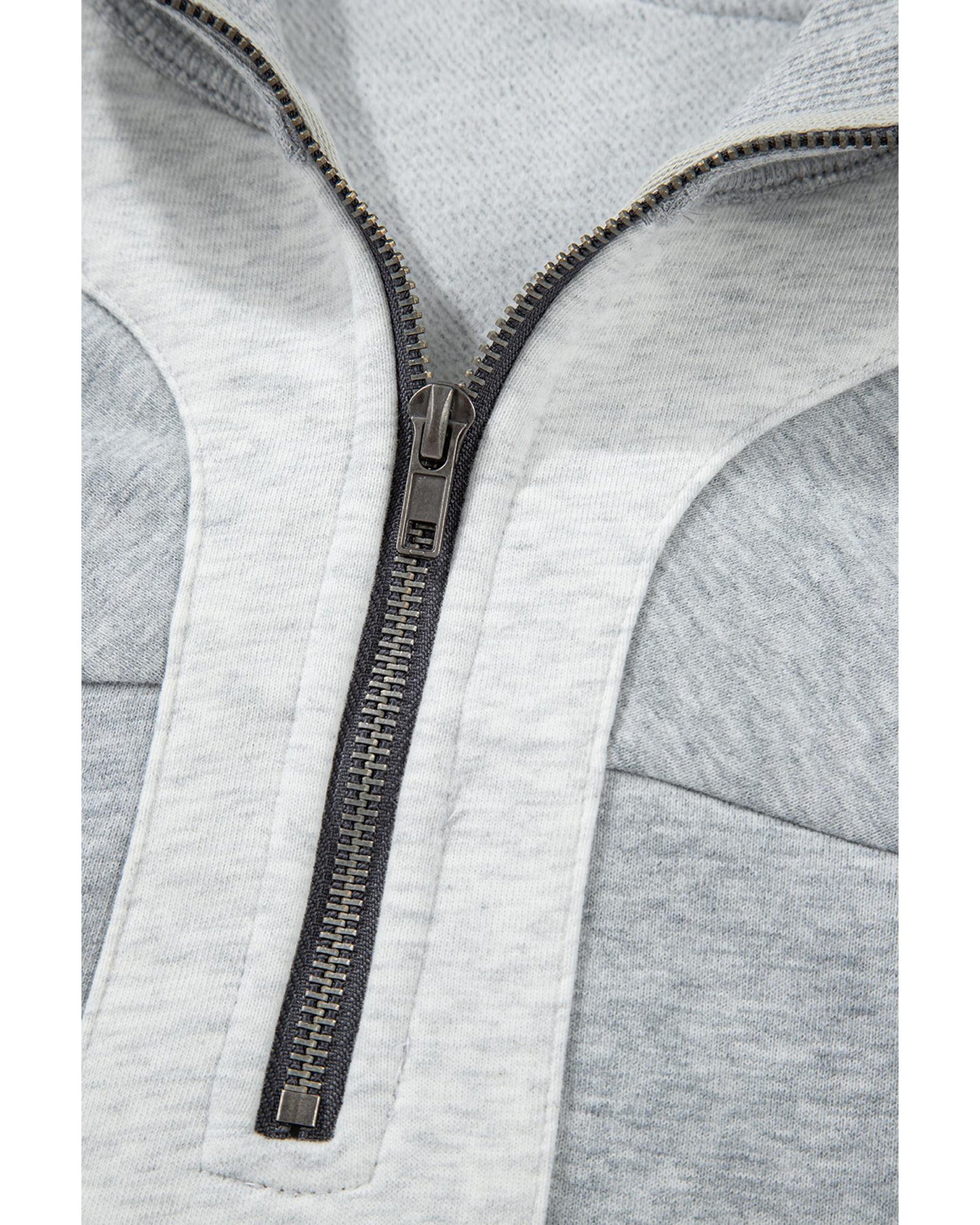 Gray Half Zipper Collared Drop Shoulder Side Slits Sweatshirt - XL