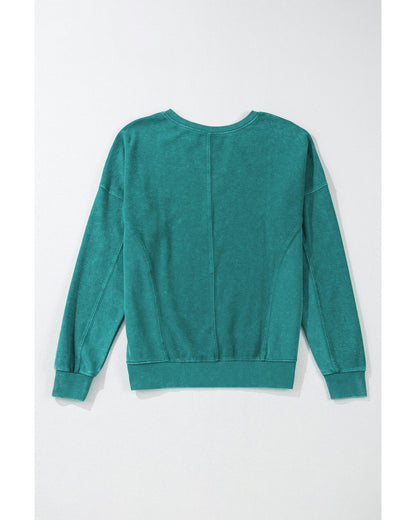 Skobeloff Solid Color Notched Neck Drop Shoulder Sweatshirt - 2XL