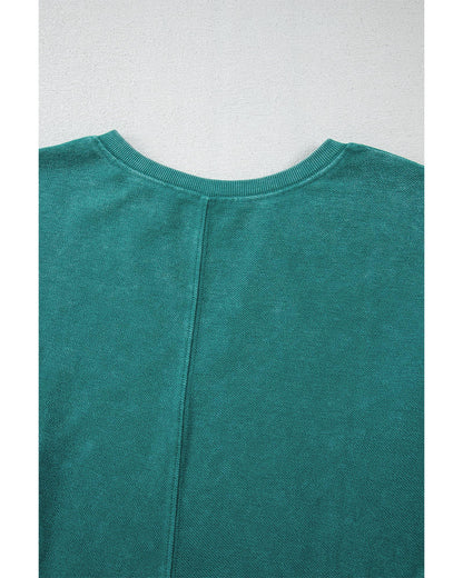 Skobeloff Solid Color Notched Neck Drop Shoulder Sweatshirt - 2XL
