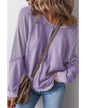 Orchid Petal Solid Waffle Knit Patchwork Raglan Sleeve Sweatshirt - S