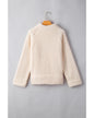 White Solid Fleece High Neck Drop Shoulder Pullover Sweatshirt - M