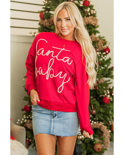 Fiery Red Christmas Santa Baby Tinsel Graphic Sweatshirt - 2XL