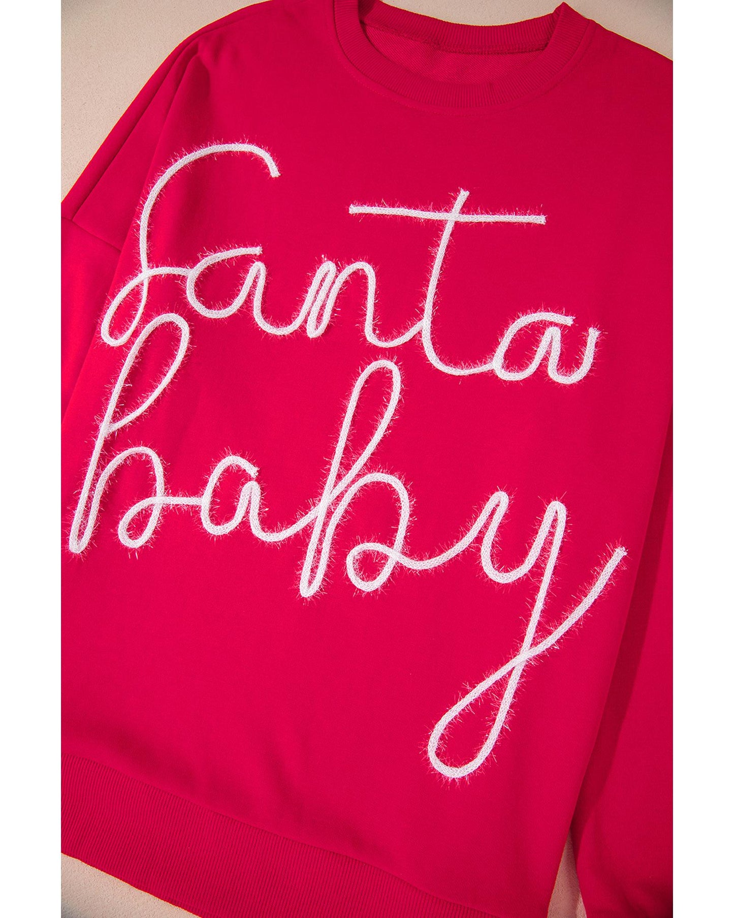 Fiery Red Christmas Santa Baby Tinsel Graphic Sweatshirt - L