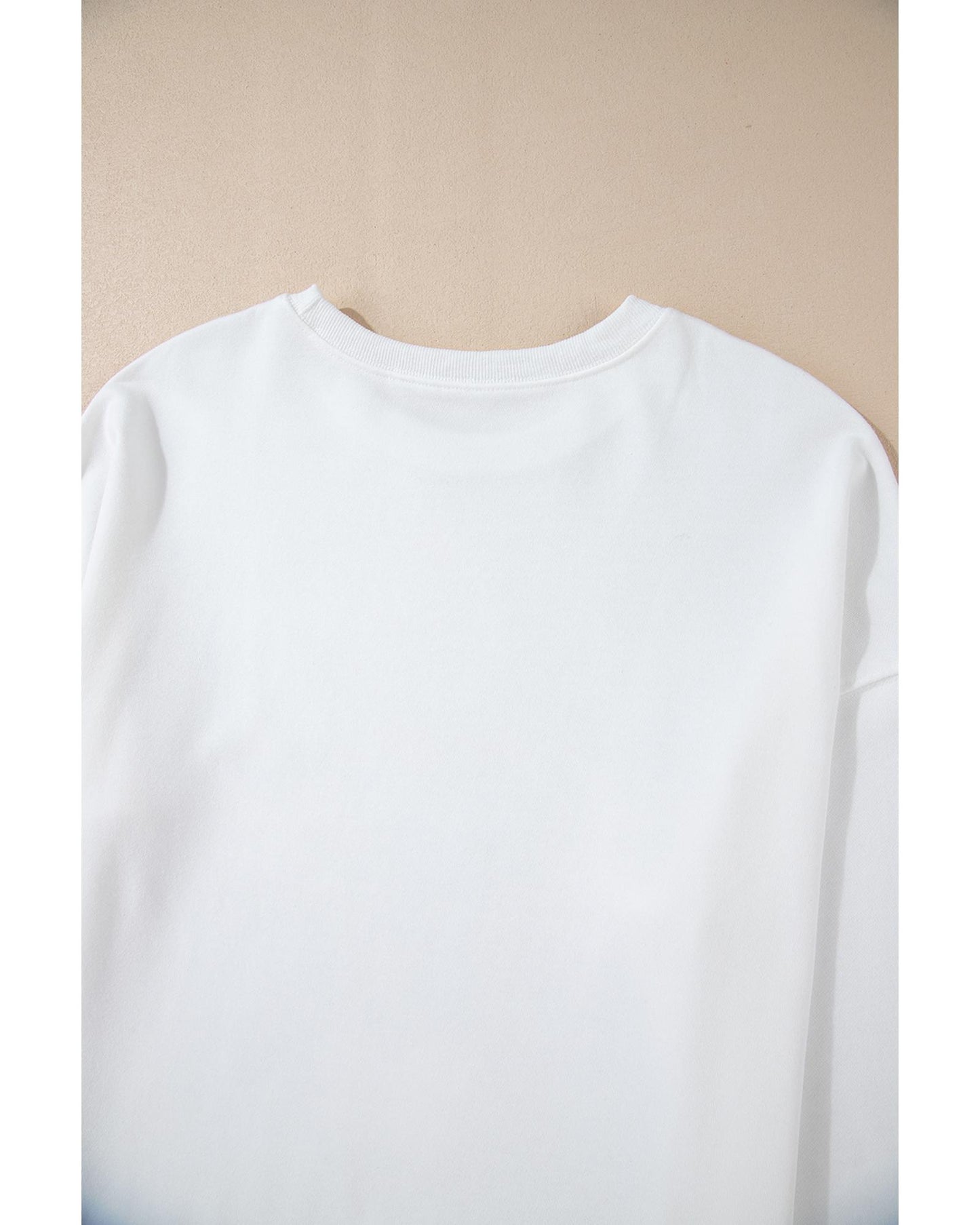 White Bowknot Pattern Drop Shoulder Loose Sweatshirt - L