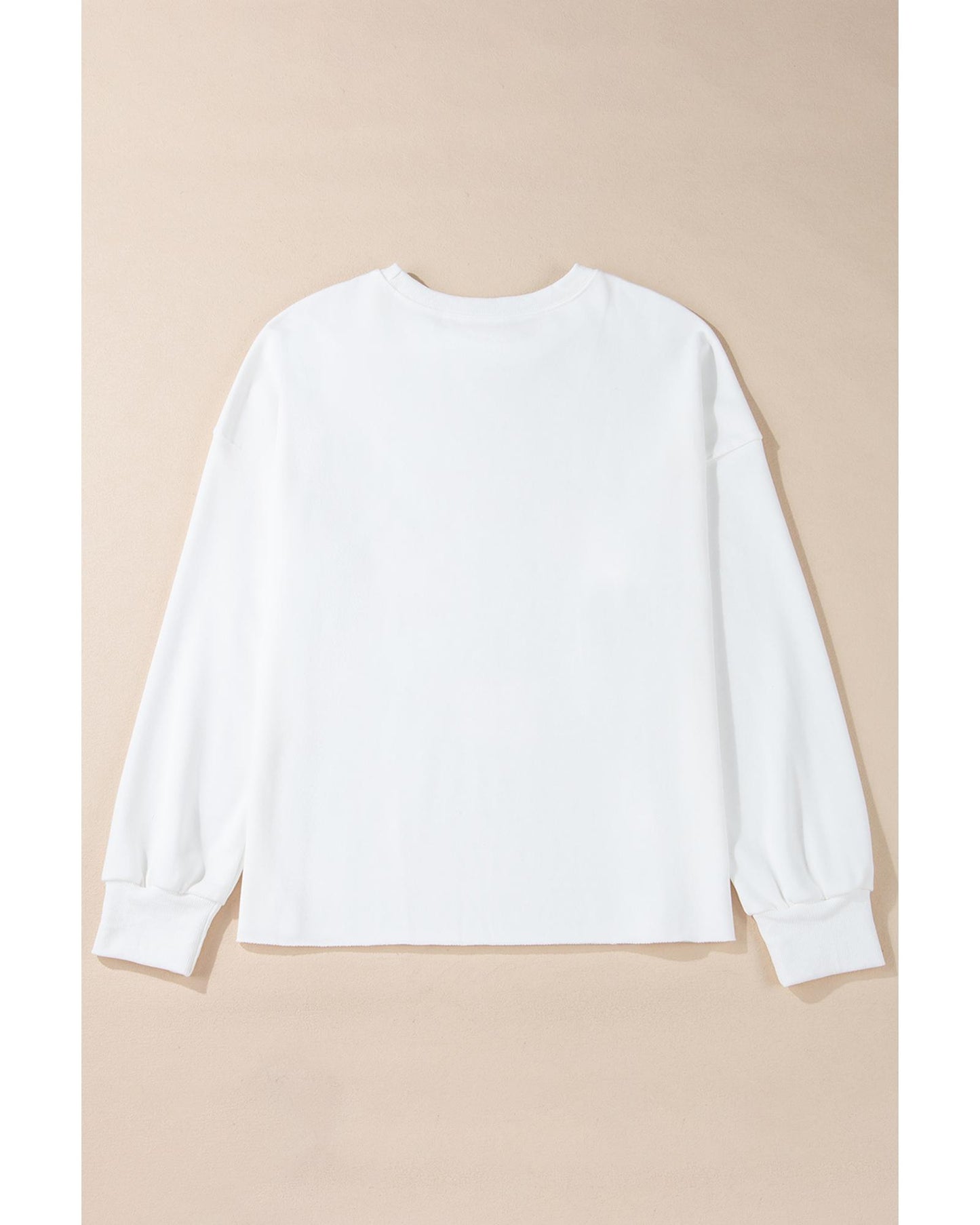 White Bowknot Pattern Drop Shoulder Loose Sweatshirt - L