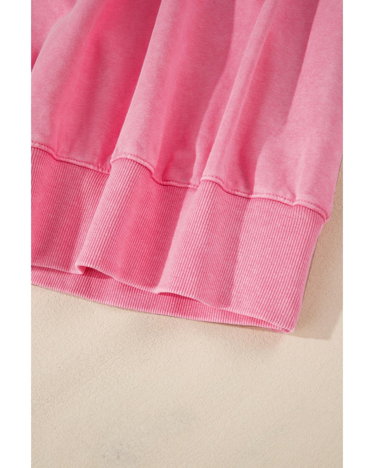 Pink Solid Snap Buttons Collared Balloon Sleeve Oversized Sweatshirt - XL