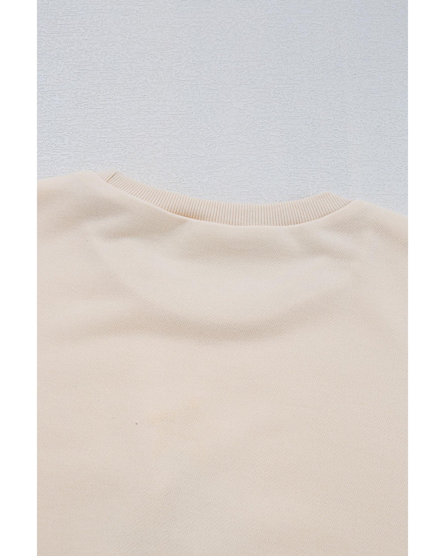 Beige Pom-Pom Christmas Tree Pattern O Neck Sweatshirt - L