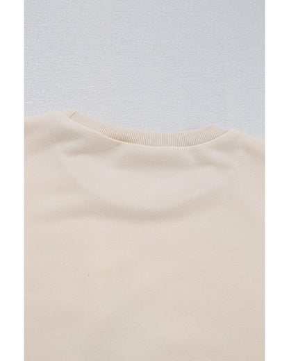 Beige Pom-Pom Christmas Tree Pattern O Neck Sweatshirt - L