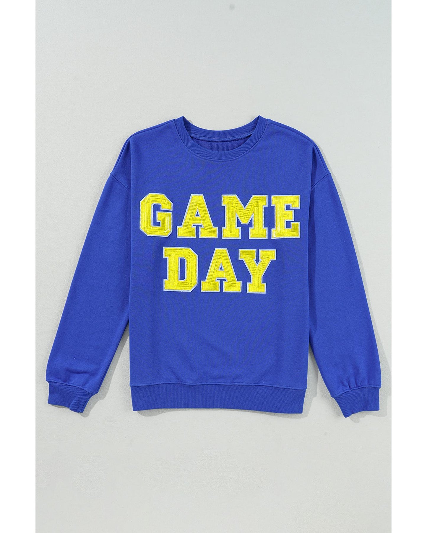 Dark Blue Game Day Crew Neck Graphic Pullover Sweatshirt - L