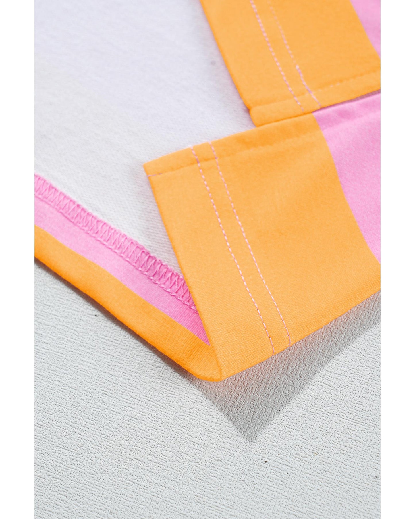 Yellow Stripe Color Block Polo Collar Sweatshirt - S