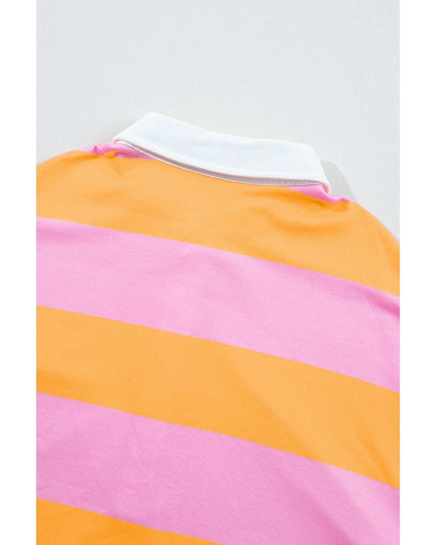 Yellow Stripe Color Block Polo Collar Sweatshirt - S