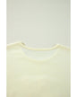 Beige Tinsel Flower Dropped Puff Sleeve Sweatshirt - XL