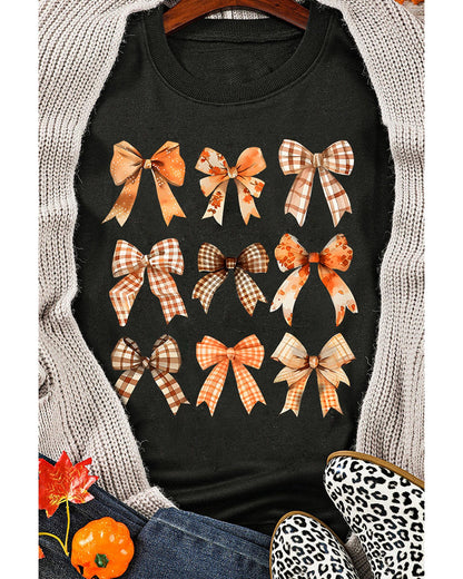 Black Thanksgiving Spice Bowknot Graphic Sweatshirt - XL