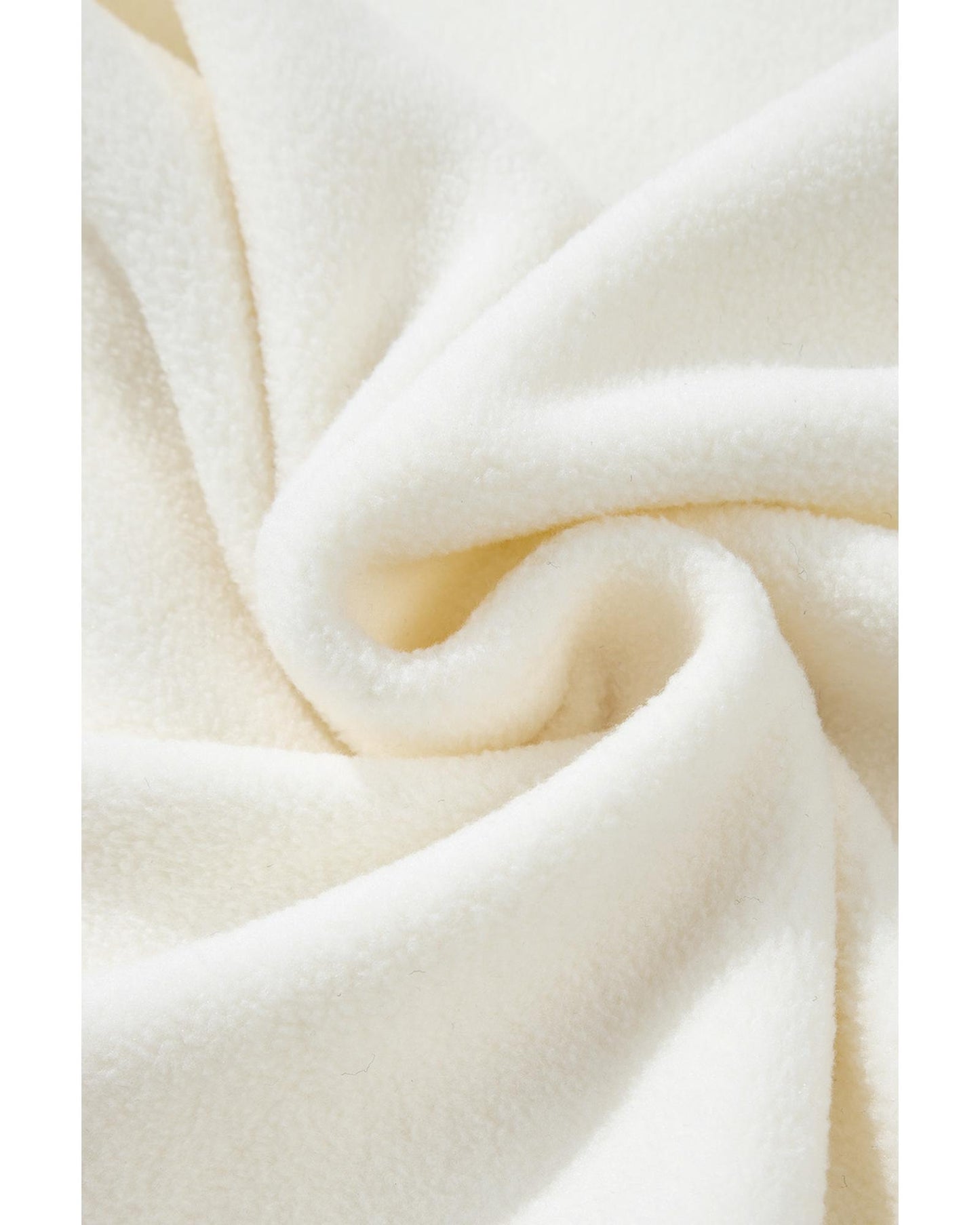 Beige Fleece Colorblock Trim Buttons Collar Sweatshirt with Pocket - M