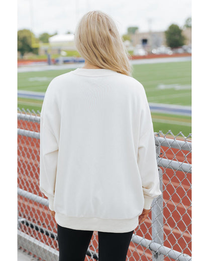 White TEXAS Graphic Drop Shoulder Crewneck Sweatshirt - M