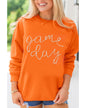 Orange Rhinestone game day Pattern Drop Shoulder Sweatshirt - L
