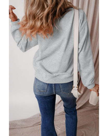 Gray Disco Ball Bowknot Pumpkin Graphic Crewneck Sweatshirt - M