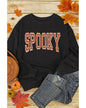 Black SPOOKY Graphic Drop Shoulder Halloween Pullover Sweatshirt - 2XL