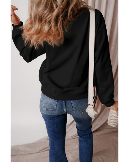 Black SPOOKY Graphic Drop Shoulder Halloween Pullover Sweatshirt - XL