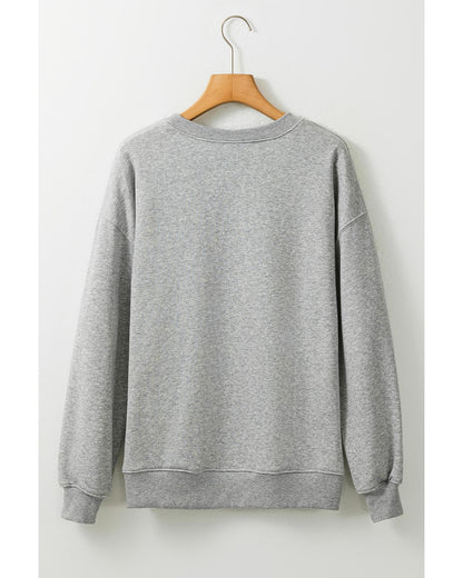 Gray Halloween Ghost Print Crewneck Drop Shoulder Sweatshirt - 2XL