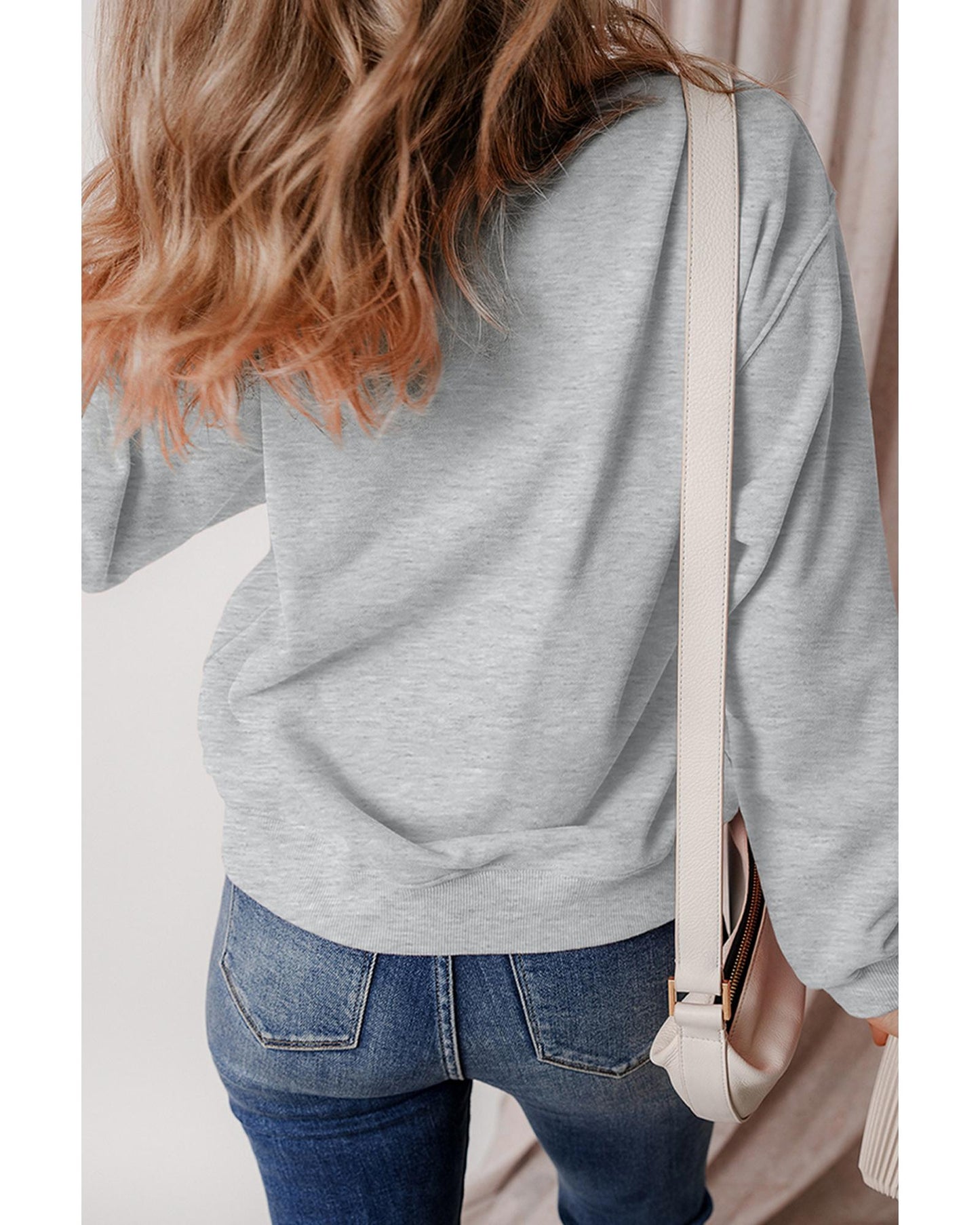 Gray Halloween Ghost Print Crewneck Drop Shoulder Sweatshirt - XL