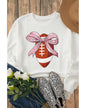 Beige Bowknot Rugby Football Graphic Game Day Pullover Sweatshirt - 2XL