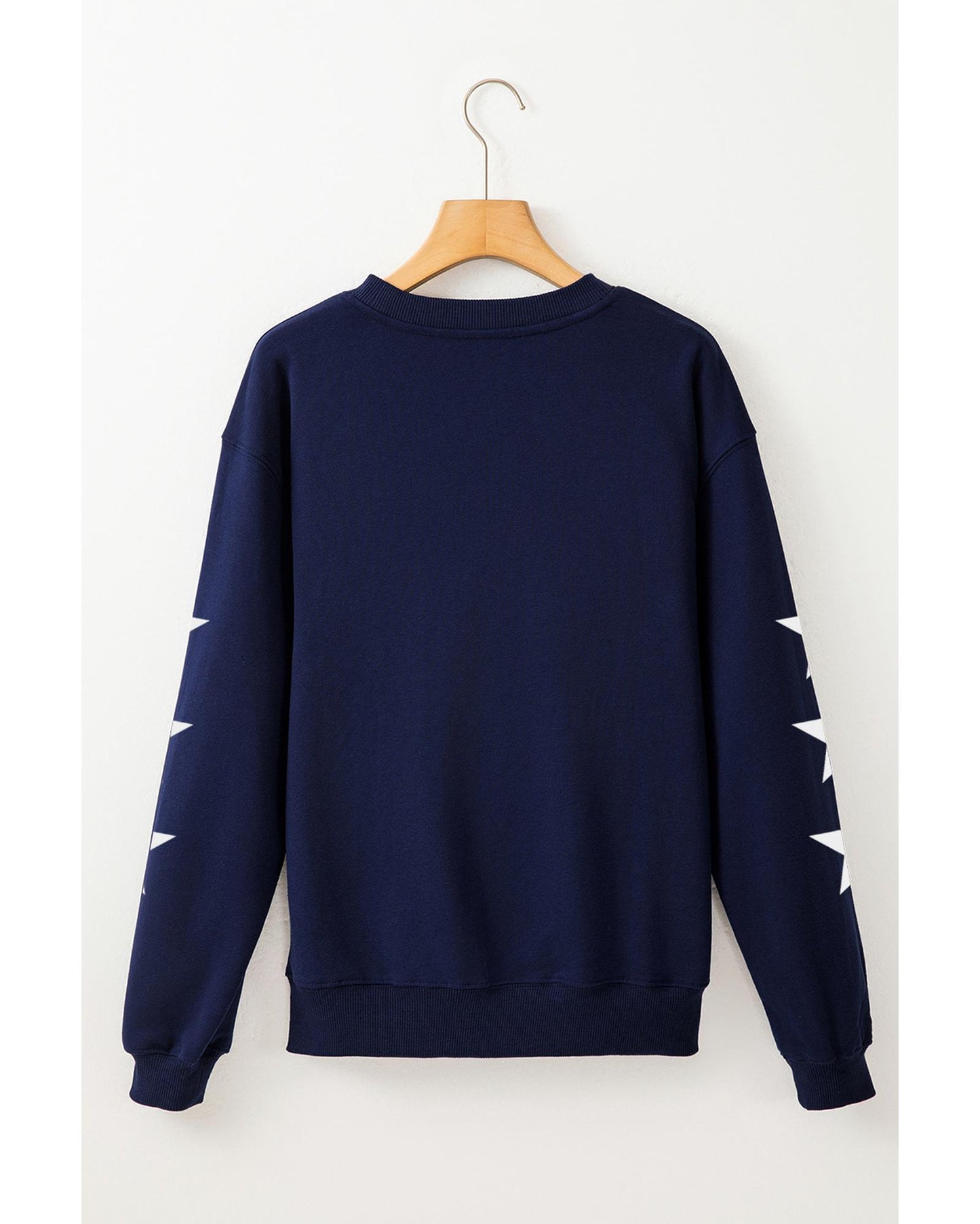 Navy Blue GAME DAY Printed Star Sleeve Crewneck Pullover Sweatshirt - XL