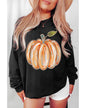 Black Thanksgiving Pumpkin Graphic Drop Shoulder Sweatshirt - L