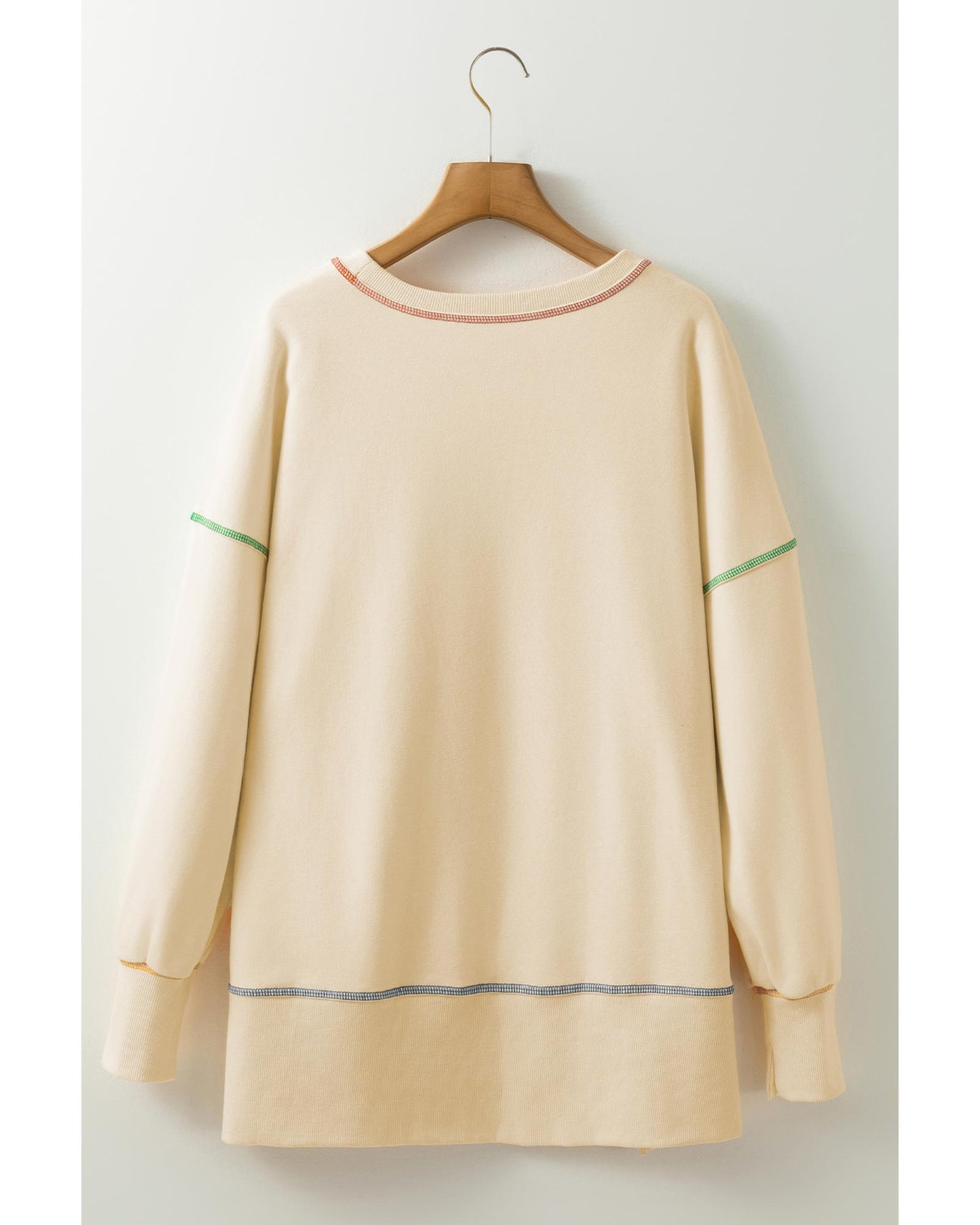 White Give Thanks to the LORD Graphic High Low Hem Loose Sweatshirt - M