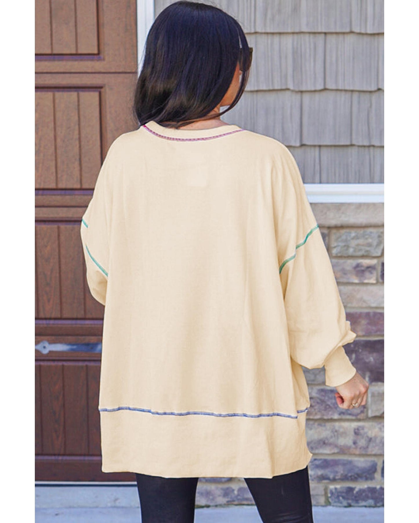 White Give Thanks to the LORD Graphic High Low Hem Loose Sweatshirt - S