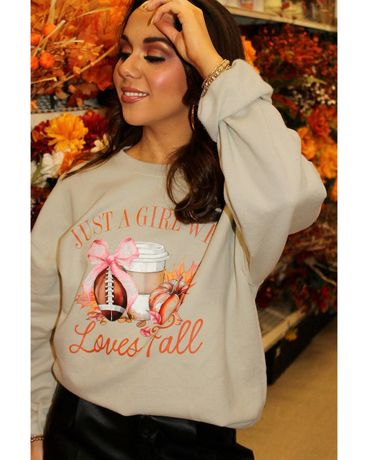Parchment Just a Girl Who Loves Fall Printed Sweatshirt - L