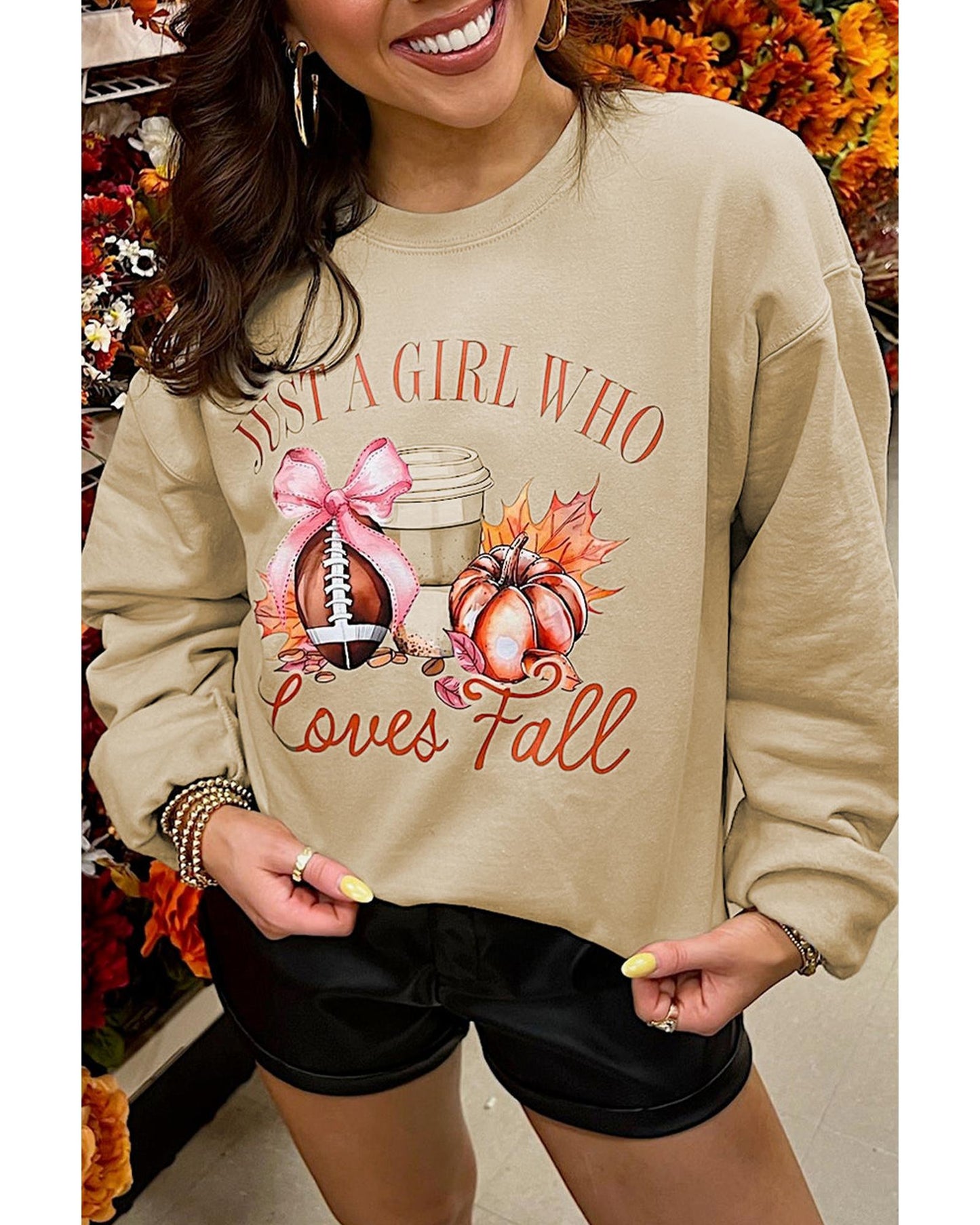 Parchment Just a Girl Who Loves Fall Printed Sweatshirt - L