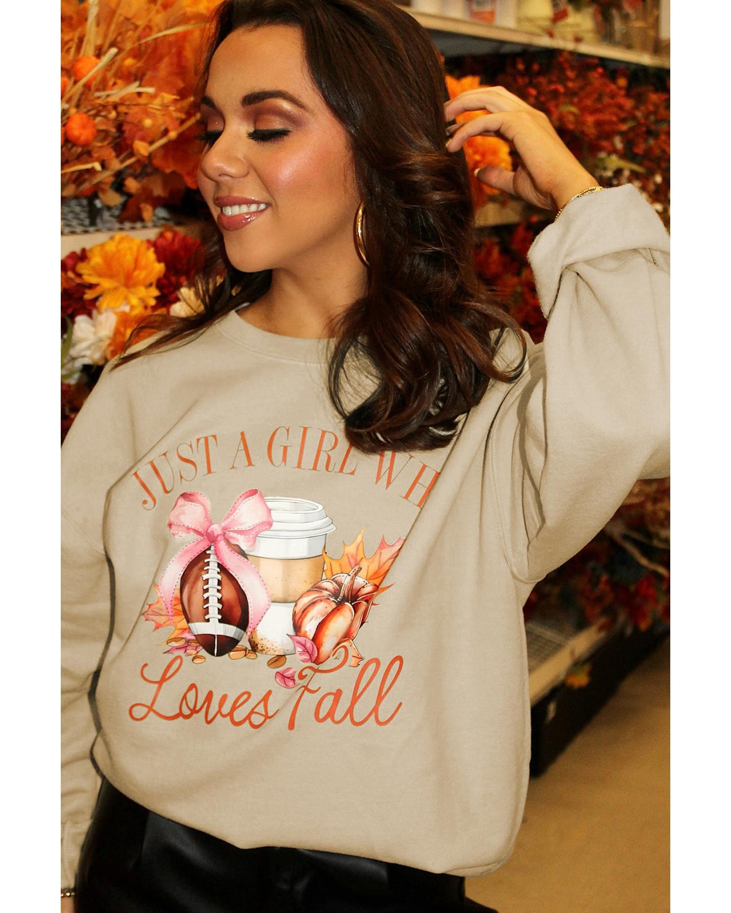 Parchment Just a Girl Who Loves Fall Printed Sweatshirt - L