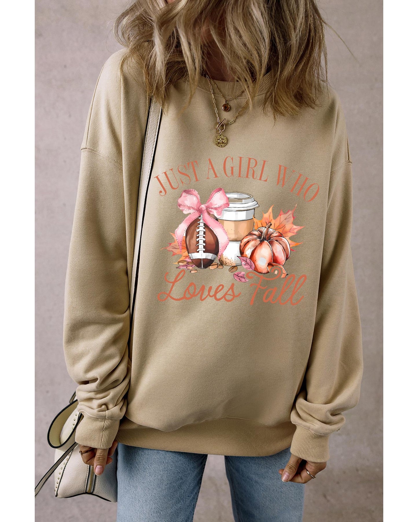 Parchment Just a Girl Who Loves Fall Printed Sweatshirt - L
