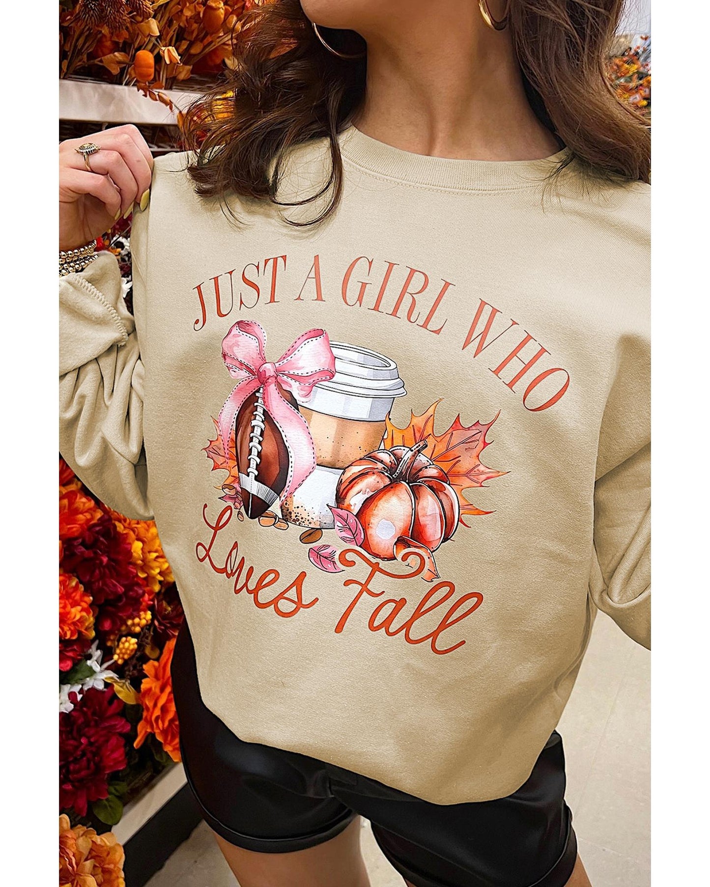 Parchment Just a Girl Who Loves Fall Printed Sweatshirt - L