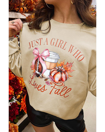 Parchment Just a Girl Who Loves Fall Printed Sweatshirt - L