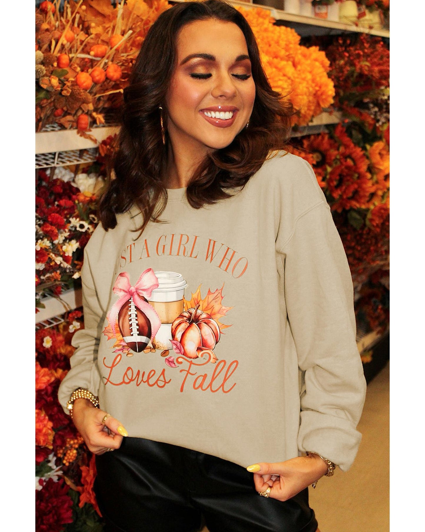 Parchment Just a Girl Who Loves Fall Printed Sweatshirt - L