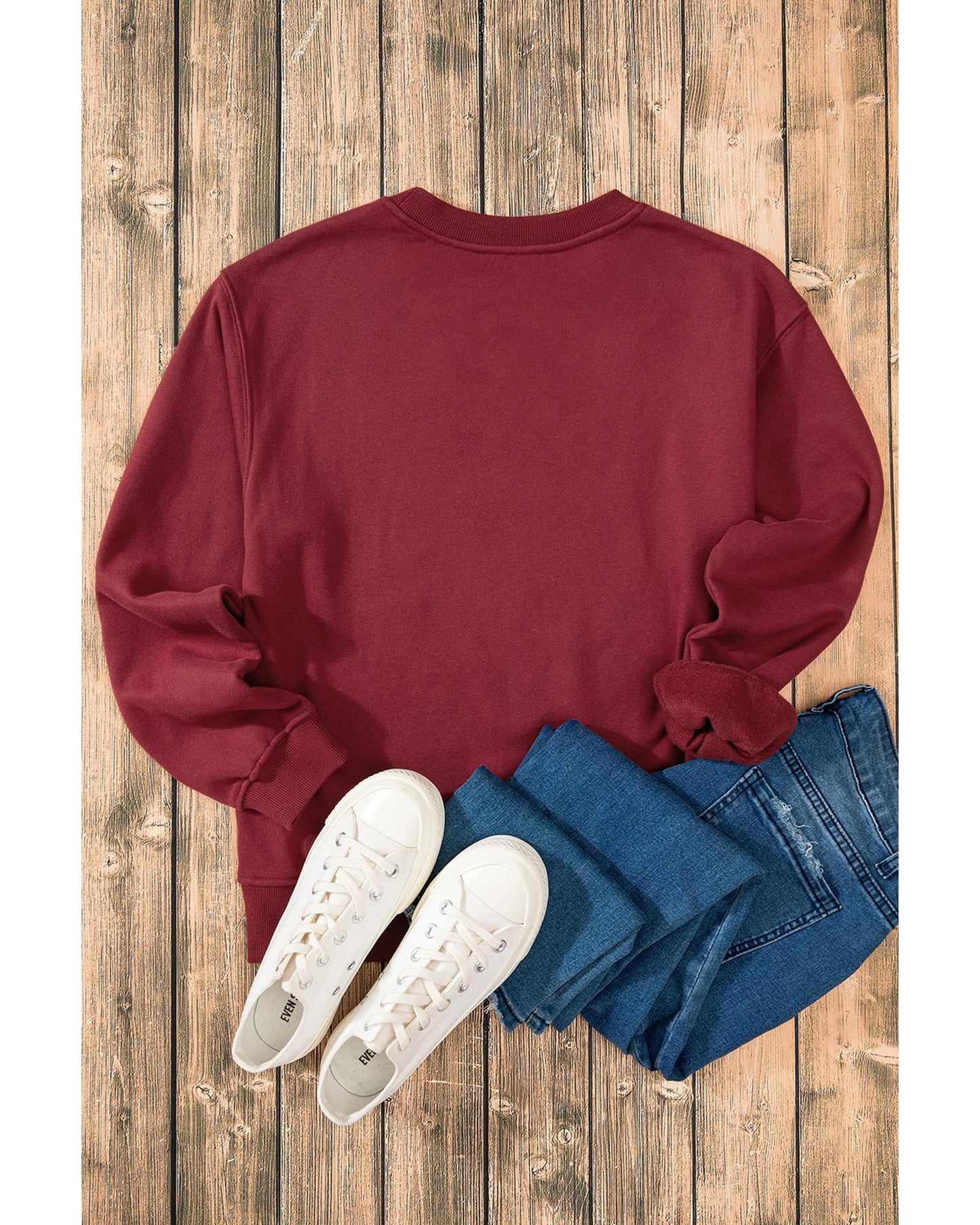 Burgundy Nutcracker Graphic Drop Shoulder Christmas Sweatshirt - L