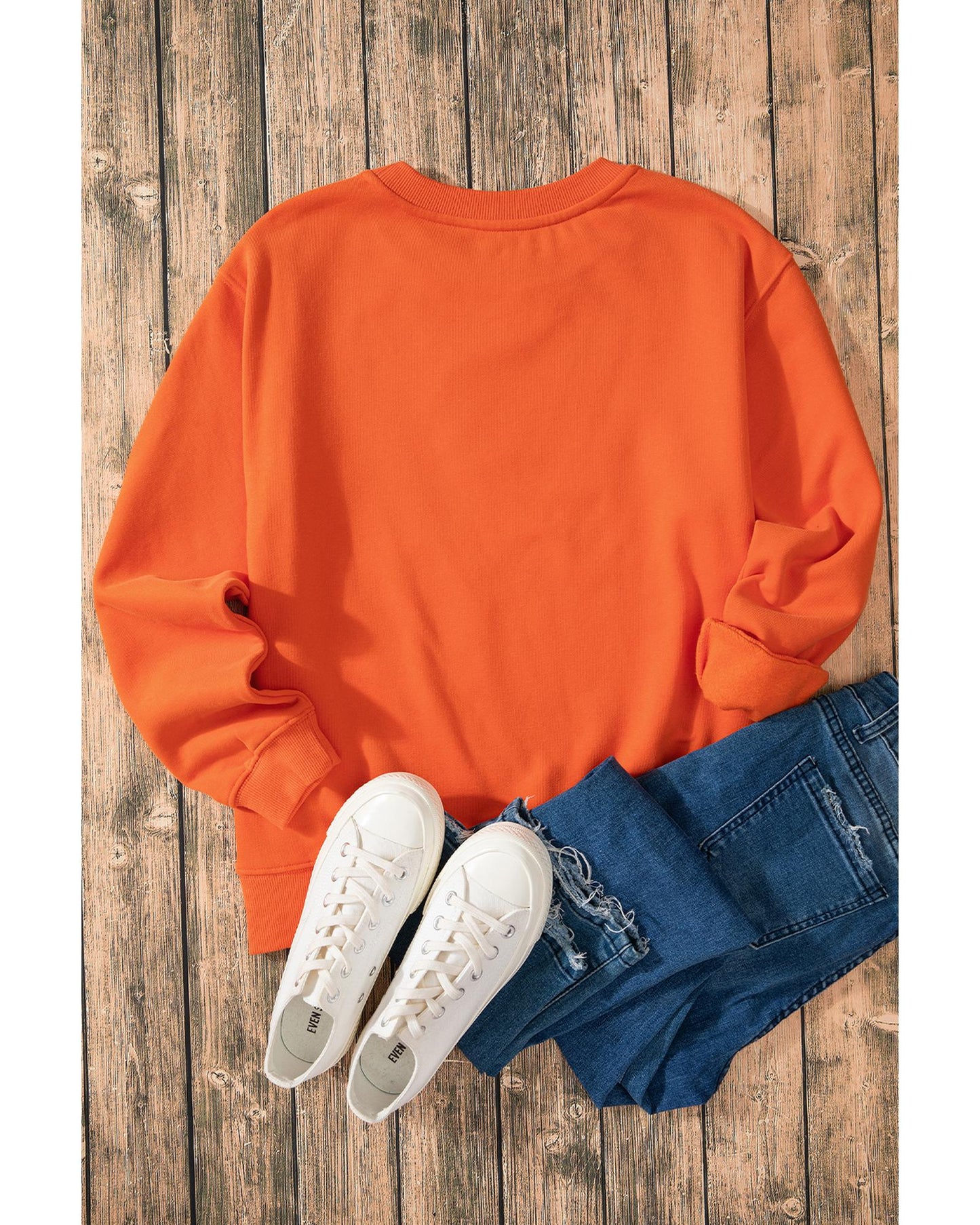 Russet Orange Glittering Pumpkin Season Graphic Drop Shoulder Pullover Sweatshirt - L
