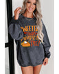 Gray Sweeter Than Pumpkin Pie Graphic Thanksgiving Corded Sweatshirt - S