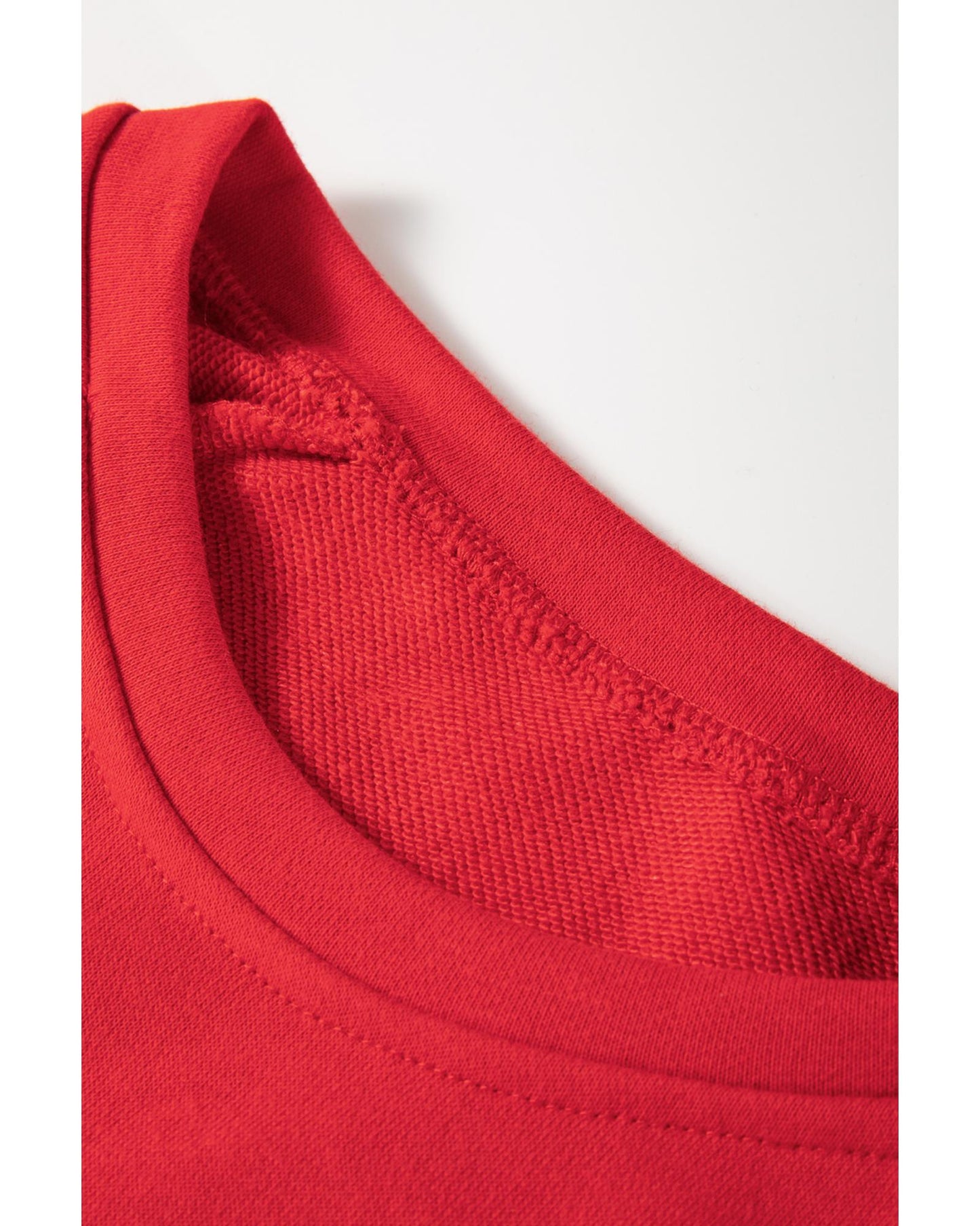 Red Santa Claus Graphic Crewneck Raglan Sleeve Christmas Sweatshirt - M