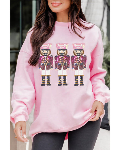 Pink Christmas Nutcracker Graphic Pullover Sweatshirt - 2XL