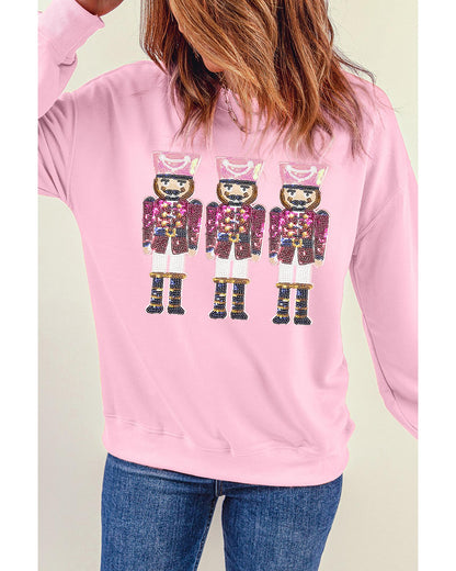 Pink Christmas Nutcracker Graphic Pullover Sweatshirt - XL