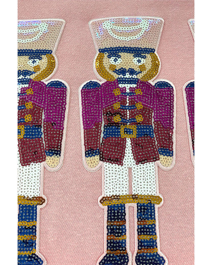 Pink Christmas Nutcracker Graphic Pullover Sweatshirt - XL