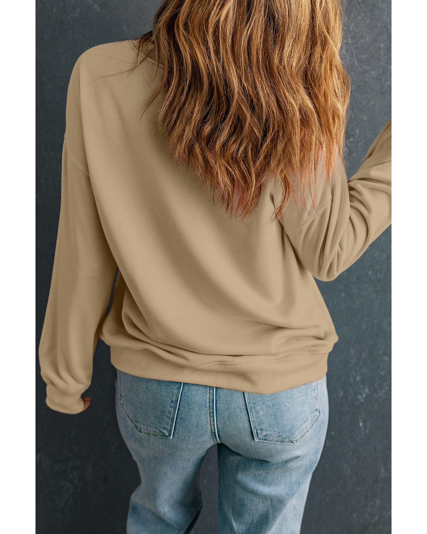 Khaki Thanksgiving Pie Print Drop Shoulder Sweatshirt - XL