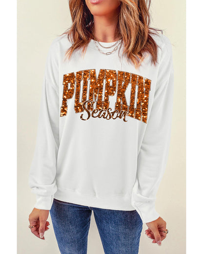 Beige Heat-transfer PUMPKIN Season Printed Crewneck Thanksgiving Sweatshirt - 2XL