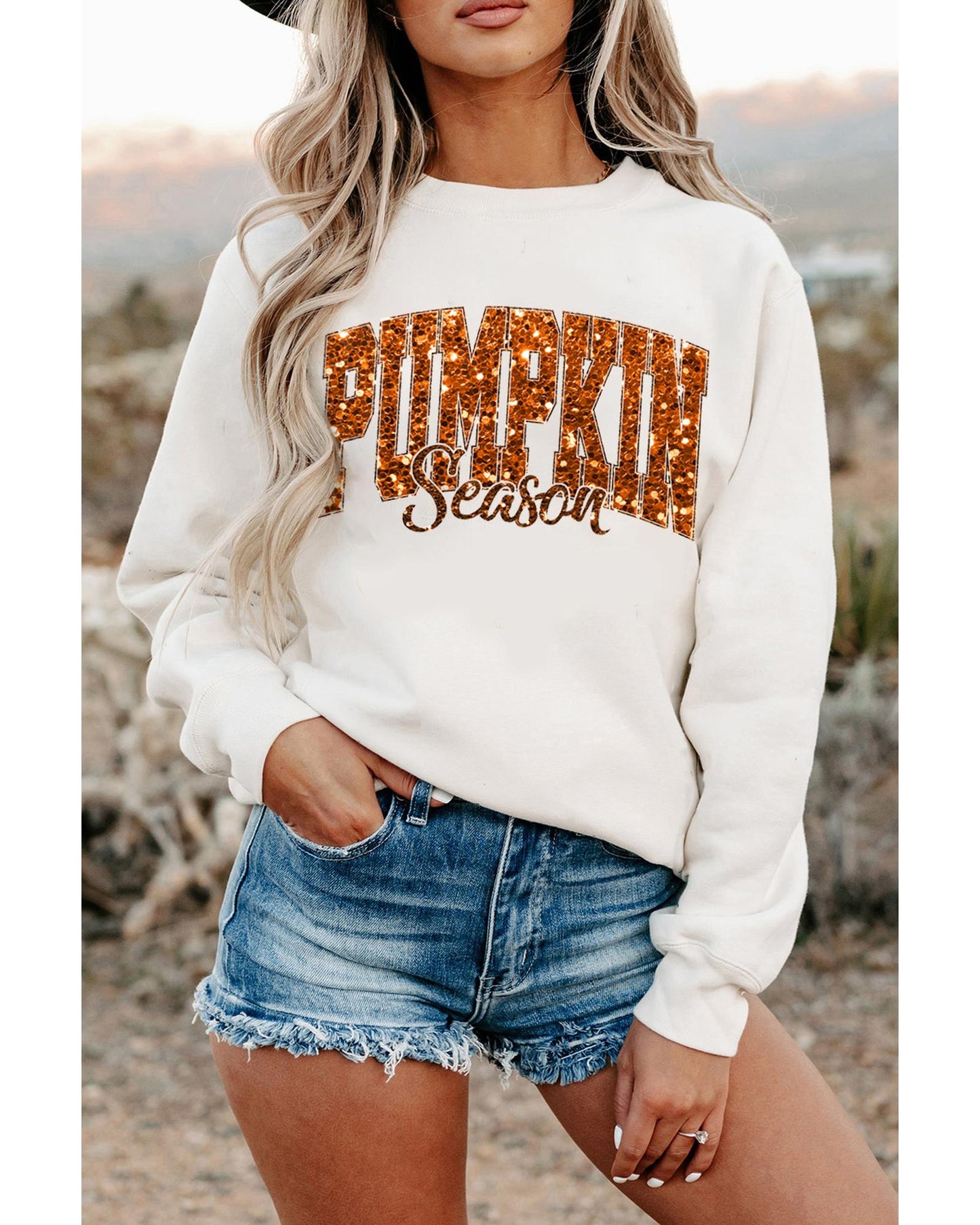 Beige Heat-transfer PUMPKIN Season Printed Crewneck Thanksgiving Sweatshirt - 2XL