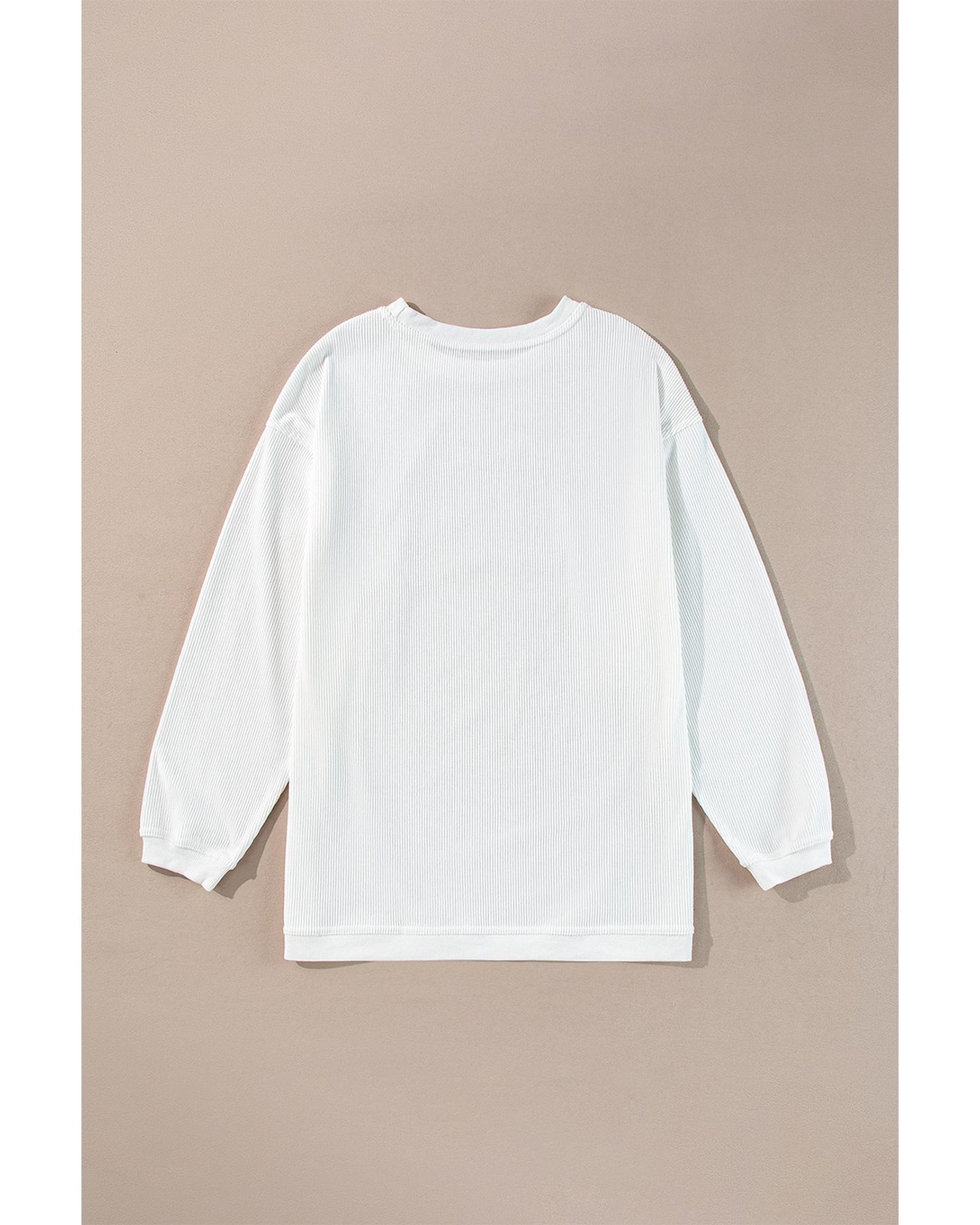 White JOY to the world Ribbed Crewneck Pullover Sweatshirt - L